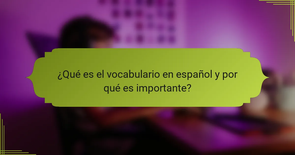 ¿Qué es el vocabulario en español y por qué es importante?