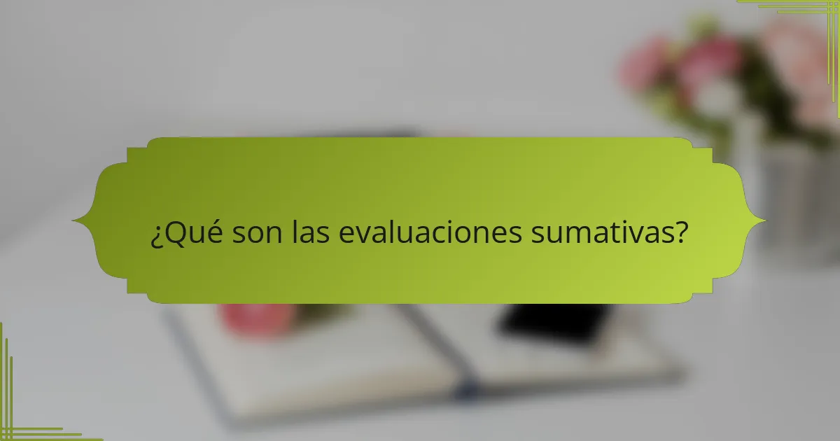 ¿Qué son las evaluaciones sumativas?
